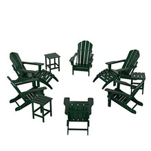 WO WESTIN OUTDOOR 6-Piece Folding Poly Lumber Adirondack Furniture Set with Side Tables and Ottomans Dark Green