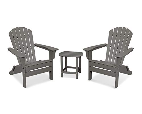 POLYWOOD® South Beach 3-Piece Folding Adirondack Set in Slate Grey