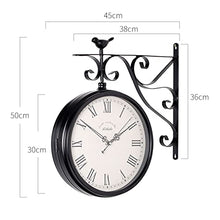 ERTTGWGF Double-Sided Arabic Numeral, 360° European Retro Rotating Clock Decoration, Suitable for Corridor, Outdoor, Entrance Decoration