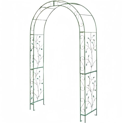 Metal Round Garden Arch for Wedding Ceremony Outdoor Gazebo Frame with Flower Stand and Backdrop Decoration Ideal for Proposals Anniversaries and Parties(Green,1.2 * 2.2m)