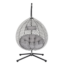 U_STYLE Sturdy Hammock Chair with Stand, Durable Hanging Egg Chair with Rattan Weaving ,Comfortable Indoor Outdoor Swing chairs with Soft Removable Cushion,Suitable for Balcony, Bedroom,or Garden