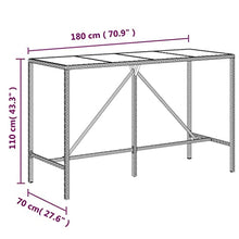 fsahslih 9 Piece Patio Bar Set Gray PE Rattan Table and 8 Stools