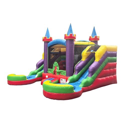 POP JUMP 16x17 Rainbow Castle Inflatable Jumper Dual Slide Pool