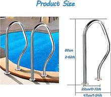 MSHOSAC Pool Handrails 304 Stainless Steel Swimming Pool Stair Rail, 2 PCS Pool Hand Rail Easy Mount Hand Grab Rail w/4ft Blue Grip Cover and Complete Mounting Accessories