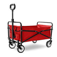 Outdoor Folding Utility Wagon Garden Utility Trolley with Seat Belt, Heavy Duty Folding Wagon Cart, for Outdoor Camping and Beach, Strong and Sturdy, Load-Bearing 100kg / 220lbs (Red)