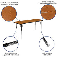 Flash Furniture Emmy Oval Wave Laminate Activity Table Set with Student Stack Chairs Oak