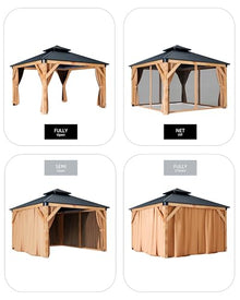 GAOMON Hardtop Spruce Wood Gazebo 12'x12' Khaki
