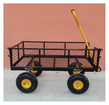Mesh Steel Garden Cart Utility Garden Dump Cart with 180° Rotating Handle and Removable Sides for Yard Farms(M)