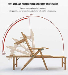 Lightweight 5-Gear Adjustable Recliner Chair Folding Natural Durable Bamboo Lounge Adirondack Seating for Outdoor Garden Patio Living Room Porch Portable Deck Recliner (Size : Bamboo Slice 3CM)