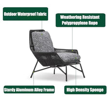 KPHYMOD 2 Piece Outdoor Furniture Patio Sofa Set, Outdoor Chairs with Foot Stool and Cushion, for Garden Pool Backyard Yard Porch(Color:Gray)