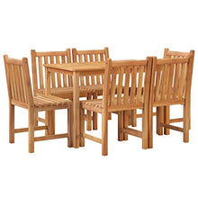 LKJVFCPW 7-Piece Outdoor Dining Set, Solid Teak Wood Patio Table and 6 Chairs, Weather-Resistant Garden Furniture for Backyard, Deck, and Indoor Dining