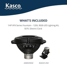 Kasco RGB LED Lighting 3 Fixtures for 1/2-1 HP Units – Runs on 24V DC at 5W per Fixture | 3 Rhythmic Sequencing Patterns with 50 ft Power Cord | RGB Fountain Decor Lights (Fountain NOT Included)