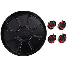 Metal Plant Movable Tray Round Flower Pot Rack Potted Stand with Wheels(D)