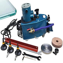 Portable Small Glass Edger with BD Polishing Wheel, Electric Glass Edging Machine,8000r/min Straight Round Bevel Edge Grinder Polish Edge Machine for Plexiglass Acrylic Marble Ceramic(Blue)