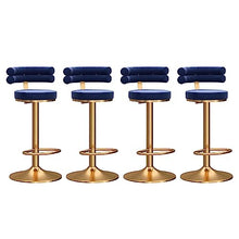 IPSU 360° Swivel Bar Stools Set of 4 Height Adjustable Velvet Blue