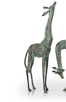 Zeckos SPI Home Verdigris Finish Cast Aluminum Treetopper Giraffes Garden Sculpture Outdoor Décor