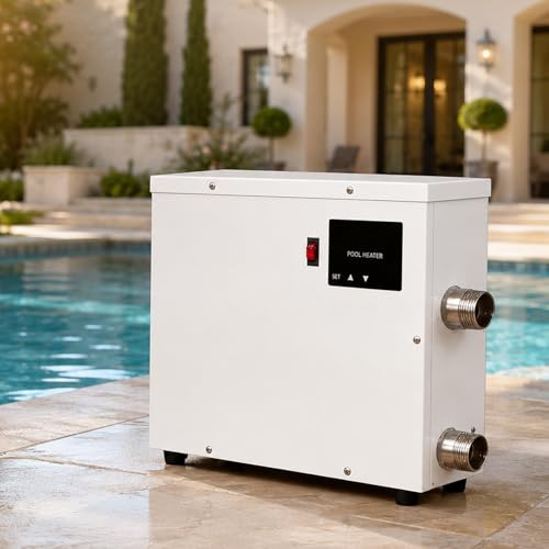 moupeaktain Electric Pool Heater for Above Ground Pool, 220V Water Warmer with Touchscreen Thermostat, 316 Stainless Steel Fast Heating Pool Warmer for Small Pools, Spas and Hot Tubs 5.5KW