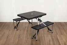PICNIC TIME Los Angeles Chargers Picnic Table Portable Folding Table with Seats and Umbrella, (Black)