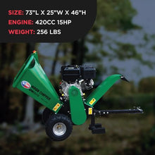 All Power America APWC9310 Woodchipper Mulcher JD Engine 15HP 420cc Shredder 5" Opening with Off-Road Tow Hitch, 5 inch, Green/Black