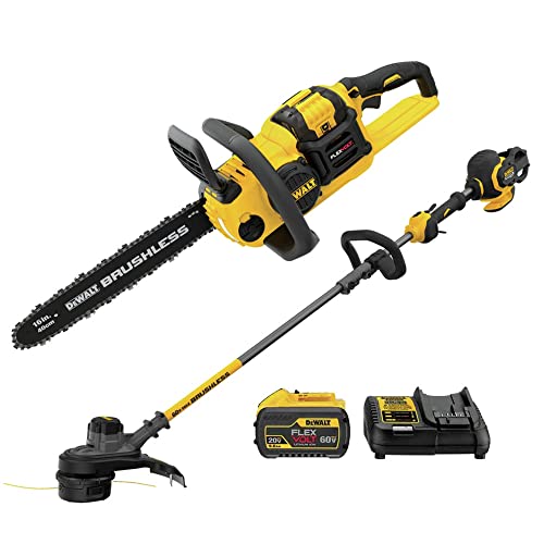 DEWALT FLEXVOLT 60V MAX* String Trimmer & Chainsaw Combo Kit, Brushless, 3-Ah Battery (DCCS670X1 & DCST970B)