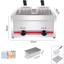 Professional Commercial Gas Fryer, Stainless Steel LPG Fryer, Adjustable Firepower, with Baskets and Lid, Easy Cleaning Singlecylinder20l