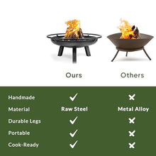 Ember 24" Cooking Fire Pit, Grill Plate and Cover Lid Attachment, Wood Burning for Backyard Grilling Campfire for Camping, Medium Outdoor Steel Firepit by Good Directions