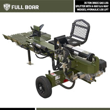 Full Boar 35 Ton 306cc Gas Log Splitter with 4-Way & 6-Way Wedges, Hydraulic Log Lift
