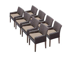 TK Classics TKC Venice Wicker Patio Arm Dining Chairs Set of 8 Terracotta