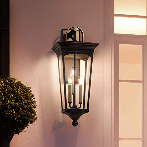Urban Ambiance Luxury Cosmopolitan Outdoor Wall Light, Large Size: 28" H x 11" W, with Comtemporary Style Elements, Midnight Black Finish, UHP1264, Asheville Collection