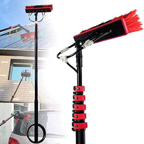 Telescopic Extension Pole Cleaning Kit for Cleaning Window Solar Panels with 4-Hole Water Fed Brush Head Window and Solar Panel Cleaning System,35FT/10.8M