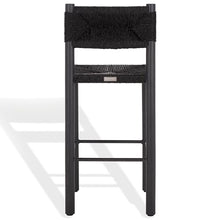 SAFAVIEH Couture Outdoor Patio Furniture Collection - Romona Tropical Bar Stool Set of 2, Black Woven Rattan Design, 30-Inch, Fully Assembled (CPT4001A)