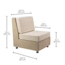 FDP Outdoor Modular Armless Chair Featuring Sunbrella Fabric - Weather-Resistant, Fade-Resistant, Assembled Patio Furniture with Cover Included for Backyard, Poolside Seating - Flax/Spectrum Sand
