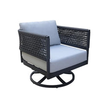 IC INTERNATIONAL CONCEPTS Outdoor Patio Woven Abaca Rope Swivel Dining Chair with Cushion Charcoal