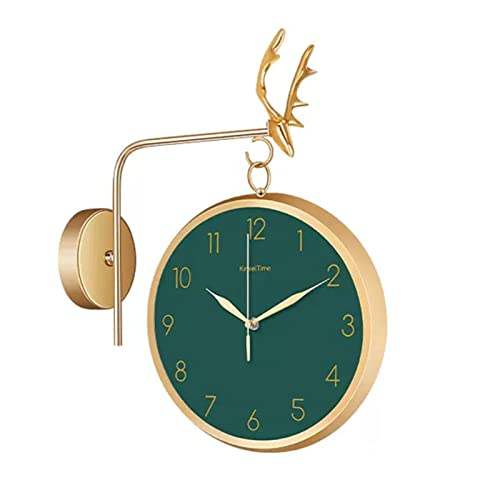 HEXEH wall Clock Wall Clock Double Sided Garden Clocks Modern Indoor Outdoor Hanging Clocks with Mute Chip for Living Room Bedroom Study Wall Decoration Clock (Color : White)