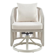Breeze Cream Metal Outdoor Swivel Dining Chair with Pearl Cushions