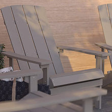 Merrick Lane Set of 4 Riviera Adirondack Patio Chairs - Gray Weather Resistant Vertical Back & Wide Arms - Slanted Seat