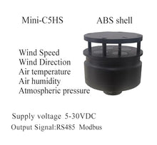 Aoleaby Mini Wind Speed and Direction Sensor, Mini-C2HS Anemometer Weather Station Air Temperature Tester(Mini-C5HS-485)