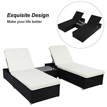 3Pcs Outdoor Furniture Set PE Rattan Iron Include 1 Coffee Table 2 Flat Bed Black 4-Wire Ideal for Patio Deck Poolside