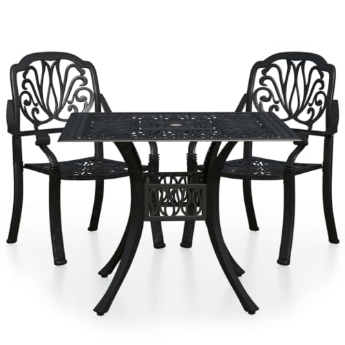 KDACVBMG 3 Piece Bistro Set Cast Aluminum Black