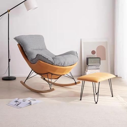 ZREVSB Outdoor Waterproof Fabric Rocking Chair with Footrest - Perfect for Living Room Porch Garden Balcony & Backyard Relaxation
