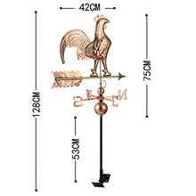 LFFH Rooster Weathervane, Pure Copper Spinner Wind Direction Measuring Instrument Yard Signs for Outdoor Garden Decoration
