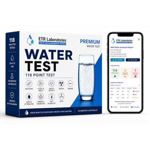 ETR Labs Premium Water Quality Test Kit- Tests 118 Substances in Drinking Water (Heavy Metals, Lead, Nitrates, VOCs, Chemicals & More)-Advanced Home Sample Kit with Prepaid Mailer & Expert Lab Support