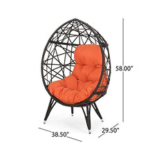 DUYHBAWRS Contemporary Design Outdoor Wicker Teardrop Chair Accent Chair with Cushion and Base 38.5 in