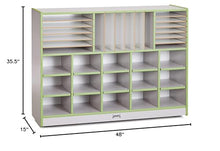 Jonti-Craft Rainbow Accents Sectional Cubbie-Tray Mobile Unit with Trays Key Lime Green
