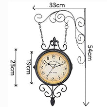 ERTTGWGF Outdoor Garden Hanging Clock Double Sided Round Wall Mounted Hanging Iron Clock Mute On Time for Home Living Room Bar - s Vintage