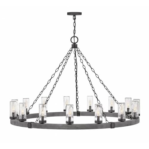 Bailey Street Home Industrial Farmhouse Fifteen Light Chandelier Aged Zinc Finish Black