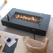 Positano Concrete Fire Pit 60" x 31.9" Outdoor Patio Firepit Includes Fire Glass Modern Fire Pits & Outdoor Fireplaces for Garden, Deck, Indoor & Outdoor Heating