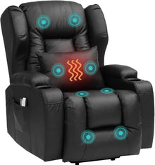 HTERWQEA Black Power Lift Recliner with Massage Heating & USB Ports