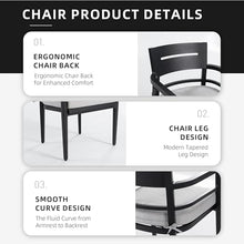 Seeheool Outdoor Patio K/D Aluminum Stationary Dining Chairs 4PCS with Outdoor-Grade Sunbrella Fabric Cushions, Tapered Feet, Ember Black