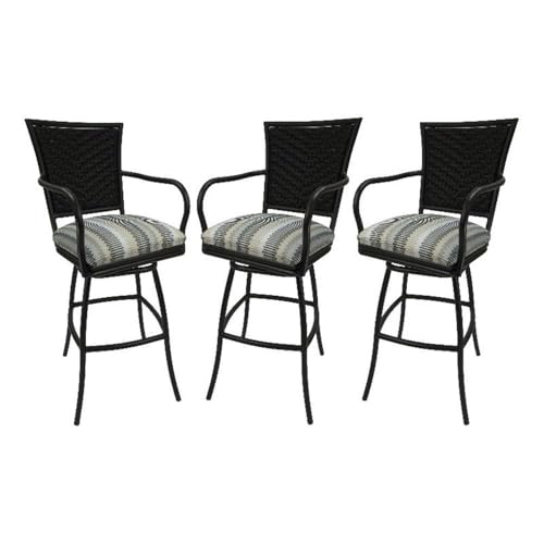 Tobias Designs Set of 3 - Outdoor Indoor Extra Tall 34" Bar Stool - Erin on Black Frame